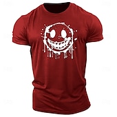 billiga Mäns grafiska t -shirt-Herr Grafiska tryck Rolig Le ansikte T-shirt Grafiska utslagsplatser Bomull Kortärmad Grafisk Skjorta Heather Grey Svart Vit Bekväm t-shirt Utomhus Gata Modedesignerkläder