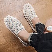 preiswerte Herrenpantoletten &amp; -slipper-Hellblaue Herren-Slipper aus Canvas mit geflochtener Sohle – lässiges und bequemes Schuhwerk für Sommer, Strand und Urlaub