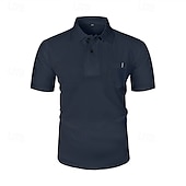preiswerte Klassisches Poloshirt für Herren-Herren Golfshirt Golf Poloshirts Arbeit Lässig Revers Kurzarm Basic Modern Einfach Knöpfe Jacquard Sommer Normale Passform Schwarz Weiß Marineblau Blau Meerblau Dunkelgray Golfshirt