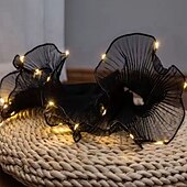 baratos Plantas e Flores Artificiais-Embalagem de presente de flores com luz LED, material de embrulho de gaze ondulada para buquê, caixa de presente de pirulito para casamento, festa, aniversário