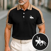 cheap Men&#039;s Classic Polo-Men&#039;s Cotton Polo Shirt Golf Shirt Casual Holiday Lapel Short Sleeve Fashion Basic Color Block Patchwork Summer Regular Fit Black Wine Navy Blue Green Gray Light Blue Cotton Polo Shirt