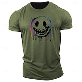 billiga Mäns grafiska t -shirt-Herr Grafiska tryck Rolig Le ansikte T-shirt Grafiska utslagsplatser Bomull Kortärmad Grafisk Skjorta Heather Grey Svart Vit Bekväm t-shirt Utomhus Gata Modedesignerkläder