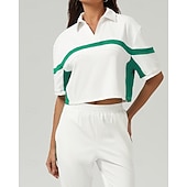 economico Camicia Donna-Per donna Patchwork Maglietta sportiva Polo da golf Maglia da tennis Manica Corta Rilegatura a contrasto Asciugatura Rapida Traspirante Tennis Pickleball Colletto Polo Bianco Spandex Abbigliamento da