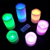 cheap Candle Lights-Set of 3 LED Candle lights Multi-Color Changing Real Wax Ivory Pillar Candles (4&#039;&#039; 5&#039;&#039; 6&#039;&#039;) with 18-Key Remote and Timer Control Realistic Flameless Flicker Mode Battery Operated Mood Light Wedding Holiday Decor