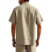 economico Camicie di lino-Per uomo Camicia Camicia di lino Camicia casual Camicia con Bottoni Camicia di cotone Semplice Vacanza Streetwear Giallo scuro Nero Bianco Blu marino Manica Corta Collo ripiegato Estate Abbigliamento