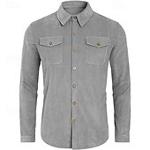 economico Giubbotti e cappotti da uomo-Per uomo Giacca Camicia Giacca di transizione Quotidiano Leggero Tasca Primavera Autunno Semplice Casual Bavero Regolare Aalbicocca Nero Grigio Giacca