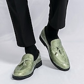 halpa Puolimuodollinen-Miesten vaaleanharmaat nahkaiset slip-on-kengät tupsukoristeilla – mukavat ja tyylikkäät jalkineet puolivirallisiin tilaisuuksiin, rentoon työpäivään ja häihin