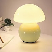 cheap Decorative Lights-3-Color Table Lamp Mushroom Adjustable Remote Control Ceramic Lamp Bedroom Bedside Lamp Cream Style Mushroom Table Lamp Bedroom Decoration Small Night Light Study Lighting   USB 1PC