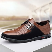 voordelige Casual Veterschoenen-Heren zwart-witte imitatieleren sneakers met sportief design – comfortabele en modieuze schoenen voor casual dagen, reizen en weekenduitjes