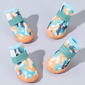 tanie Buty i ochraniacze na łapy-buty dla psów dużych małych średnich psów - oddychające buty dla psów na lato, gorący chodnik, ochraniacze na łapy do spacerów na świeżym powietrzu, zimowy śnieg, antypoślizgowe gumowe buty dla psów