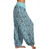 preiswerte weites Bein und hohe Taille-Damen Weites Bein Stoffhosen Hosen Hose Mode Boho Volle Länge Natürliche Taille Blumen Druck Bequem Außenbereich Outdoor Urlaub Alltagstauglich Magenta Saphir Marineblau Aprikose Sommer Normale