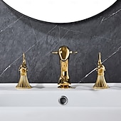 economico Rubinetti per lavandino bagno-Rubinetto per lavabo - Ampia diffusione Cromo / Galvanizzato Rubinetto a tre fori Due maniglie tre foriBath Taps