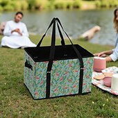 baratos Arrumação e Organização-Sacolas de compras reutilizáveis, cesta de piquenique dobrável, bolsa de armazenamento de viagem portátil, cesta de compras portátil de tecido não tecido, organizador de frutas e vegetais dobrável