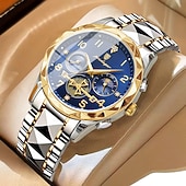 economico Orologi al quarzo-Orologio cronografo di lusso da uomo – orologio da polso al quarzo in acciaio inossidabile impermeabile con quadrante luminoso e datario
