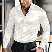 economico camicia da uomo con bottoni-Per uomo Camicia Camicia Estiva Camicia casual Camicia da Spiaggia Camicia con Bottoni Nero Bianco Vino Blu Verde Manica Lunga Semplice Bavero Vacanza Camicia hawaiana Bottoni Abbigliamento Moda