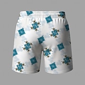 billige Geometrisk trykk-Herre Geometrisk Gitter / Teppe Badeshorts Surfeshorts Medium Midje Fritid utendørs Feriereise Hverdag Sidelommer Mesh fôr Elastisk snøring i midjen Designer Klær