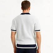 billige Klassisk poloskjorte for menn-Herre Polo Strikk polo Virksomhet Avslappet V-hals Kortermet Formelt Fargeblokk Original Sommer Alle årstider Svart Hvit Kakifarget Militærgrønn Polo