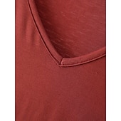billige Plain t-skjorte-Dame Bluse Helfarge Stilfull Fritid Kortermet V-hals Vanlige topper Daglig Svart Hvit Rosa Rød Marineblå Sommer Vår