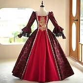 abordables Robes-ancien Rococo Renaissance Maxi Robe Normal Juliette Princesse Mariée Plissé Volanté Princesse Col rond Déguisement Femmes Halloween Carnaval Mascarade Soirée Halloween Performance Adultes