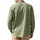 economico Camicie di lino-Per uomo Camicia Camicia di lino Camicia casual Camicia con Bottoni Camicia di cotone Semplice Vacanza Camicia hawaiana Nero Bianco Rosa Viola Manica Lunga Colletto alla coreana Primavera Autunno