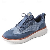 economico Sneakers Casual-scarpe da ginnastica da uomo blu in maglia con lacci, design elegante e suola ammortizzata per camminare, correre e l'uso quotidiano