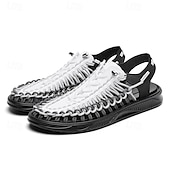 preiswerte Urlaubsandalen-Herren-Sneaker in Rot und Marineblau, Laufschuhe mit einzigartigem Schnürdesign und gepolsterter Sohle für Sport und Freizeit