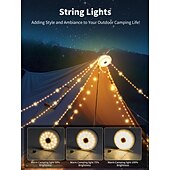 お買い得  太陽光発電-1個 10m/33フィート 屋外用ソーラー防水キャンプライトストリングライト 便利な収納付き カラーライト 温かみのあるライト 無限調光 テント キャノピー 装飾ライト 照明 リモコン付き