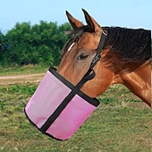 baratos Apoio e Cuidado Animal-Saco de alimentação para cavalos, sacos de feno para grãos, alimentador de malha resistente para cavalos com alça ajustável, almofada de pescoço confortável, almofada nasal e focinheira inferior à