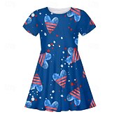 Girls' 3D Heart Dress Short Sleeve Summer Spring Vacation Daily Holiday Princess Beautiful Sweet Kids 4-12 Years Casual Dress Knee-length Regular Fit4