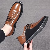voordelige Casual Veterschoenen-Heren zwart-witte imitatieleren sneakers met sportief design – comfortabele en modieuze schoenen voor casual dagen, reizen en weekenduitjes