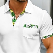  Herren Poloshirts Golfshirt Lässig Sport Klassisch Kurzarm Mode Cool Farbblock Knöpfe Sommer Frühling & Herbst Normale Passform Weiß Poloshirts