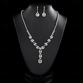 billiga Smyckeset-brudsmyckeset 1 set strass örhängen i legering halsband damer eleganta snygga smyckeset för bröllop jul förlovning
