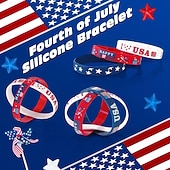 abordables Décoration du Jour de l&amp;#39;Indépendance-Bracelets de la fête de l&#039;indépendance, fête nationale, bracelets en silicone pour la fête de l&#039;indépendance des États-Unis
