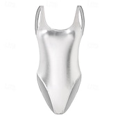 olcso Öltözetek-Retró 1980-as évek Félrebeszél Fürdőruha One Piece Body Diszkó Fényes latex patent Fémes Szivárvány Női Mindszentek napja Farsang zenei fesztivál Tengerparti nyaralás Pride Parade Felnőttek
