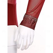 cheap Boys&amp;Men Figure Skating Costumes-Men&#039;s Shiny Rhinestone Mock Neck Latin Tango Dance Shirt Latin Tango Training Performance Bodysuit