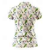 Χαμηλού Κόστους Γυναικείο πουκάμισο-Γυναικεία Γραφική Πουκάμισο τένις Κοντομάνικο Στάμπα UPF50+ Γρήγορο Στέγνωμα Τέννις Γκολφ Μπάντμιντον Περιλαίμιο Polo Μπλουζάκι Μπολύζες Λευκό Ροζ Ουρανί Ρούχα τένις