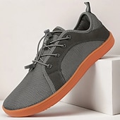 economico Sneakers da uomo-Sneakers da uomo in maglia grigia con suola arancione: scarpe casual traspiranti e leggere per spostamenti quotidiani, passeggiate e attività all&#039;aperto