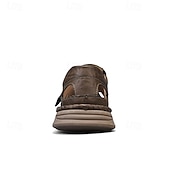 billiga Avslappnade sandaler-herrsandaler bruna friluftssandaler med kardborreband och bekväm design för vandringsresor och vardagsbruk