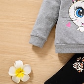 halpa Setit-2 osainen Lapset Tyttöjen Kissa Crewneck Huppari &amp; collegehoususetti Aseta Pitkähihainen Muoti ulko- 4 vuotta + Kevät Syvä vaaleanpunainen Punastuvan vaaleanpunainen Purppura