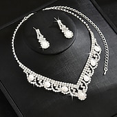 levne Sady šperků-Svatební šperky Soupravy 2 Umělé diamanty 1 x náhrdelník Náušnice Dámské Elegantní stylové Klasické Půvab Klasika láska Drahocenný Sada šperků Pro Svatební Dar