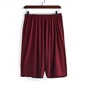 billiga Sov botten-Herr Vardagsklädsel Pyjamasshorts Slät Mode Klassisk Ledigt Hem Dagligen Säng Bomull Komfort Andningsfunktion Mjuk Shorts Elastisk midja Sommar Svart Rodnande Rosa