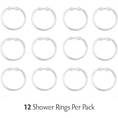 cheap Shower Curtains-Clear Premium Plastic Shower Rings Provide Effortless Gliding on Standard Shower Rods Set of 12, Easy Snap Closure, BPA-Free Plastic