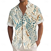 voordelige Geometrisch patroon-Voor heren Geometrisch Golven Abstracte kunst Overhemd Overhemd met knopen Aloha-shirt Korte mouw Mode-casual Buiten Vakantie Dagelijks gebruik Zomer Lente Strijkijzer 3D-afdrukken shirts met kraag