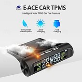 abordables Outils de réparation pour véhicule-Système de surveillance de la pression des pneus solaire TPMS pour voiture – Affichage sans fil avec alarme de température et de pression, chargement USB, 4 capteurs
