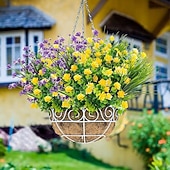 Недорогие Искусственные растения и цветы-9 связок искусственных цветов для улицы, устойчивые к ультрафиолетовому излучению искусственные растения для подвесной корзины, оконного ящика, свадьбы, внутреннего и наружного оформления, не