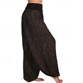 preiswerte weites Bein und hohe Taille-Damen Weites Bein Stoffhosen Hosen Hose Mode Boho Volle Länge Natürliche Taille Blumen Druck Bequem Außenbereich Outdoor Urlaub Alltagstauglich Magenta Saphir Marineblau Aprikose Sommer Normale