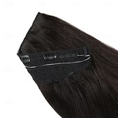 abordables Extensions Adhésives-Extensions de cheveux humains invisibles, 20 pouces - 50 g, 22 pouces - 80 g, 1b #, fil de poisson transparent noir, extensions de cheveux humains à clips pour femmes