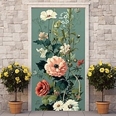 abordables Banners de Garaje y Puerta-Decoraciones de Puerta Florales Cubiertas de Puerta Tapiz de Puerta Cortina Decorativa de Puerta Fondo para Puerta Interior/Exterior Banner de Puerta Frontal para Granja