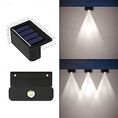 tanie Kinkiety zewnętrzne-4/8 sztuk lamp solarnych LED na ścianę zewnętrzną IP65 wodoodporna lampa ścienna do domu, ogrodu, schodów, ogrodzenia, basenu, ogrodu, oświetlenia dekoracyjnego