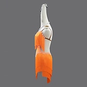 abordables robe de compétition-Danse salsa latine Robe Cristal / Strass Gland Épissage Femmes Performance Soirée Sans manches Spandex